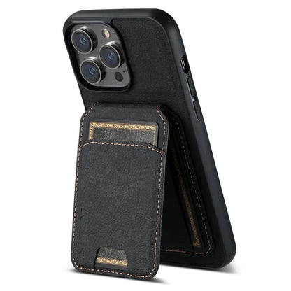 ELECTROPRIME For iPhone 15 Suteni H02 Litchi Leather Card Wallet Stand Back Phone Case(Black)