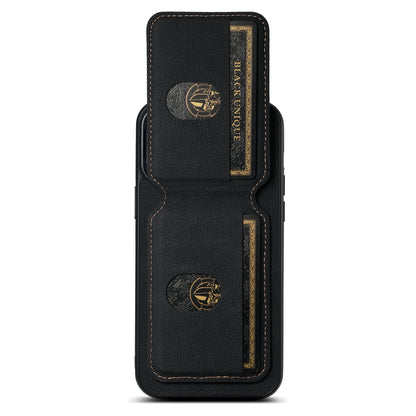 ELECTROPRIME For iPhone 15 Suteni H02 Litchi Leather Card Wallet Stand Back Phone Case(Black)