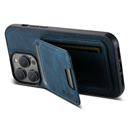 ELECTROPRIME For iPhone 15 Suteni H02 Litchi Leather Card Wallet Stand Back Phone Case(Blue)