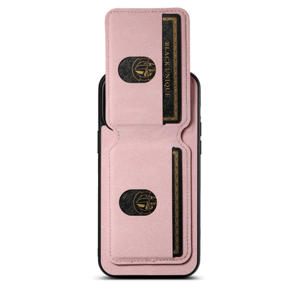 ELECTROPRIME For iPhone 15 Suteni H02 Litchi Leather Card Wallet Stand Back Phone Case(Pink)