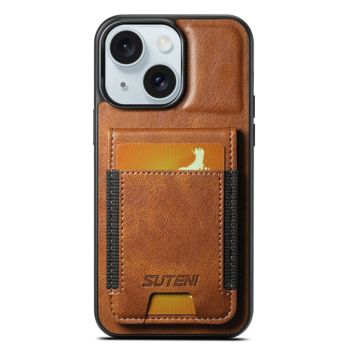 ELECTROPRIME For iPhone 15 Plus Suteni H03 Oil Wax Leather Wallet Stand Back Phone Case(Brown)