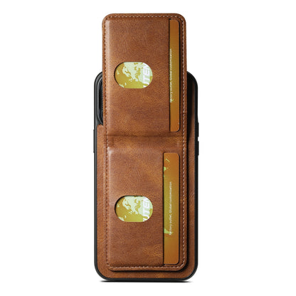 ELECTROPRIME For iPhone 15 Plus Suteni H03 Oil Wax Leather Wallet Stand Back Phone Case(Brown)