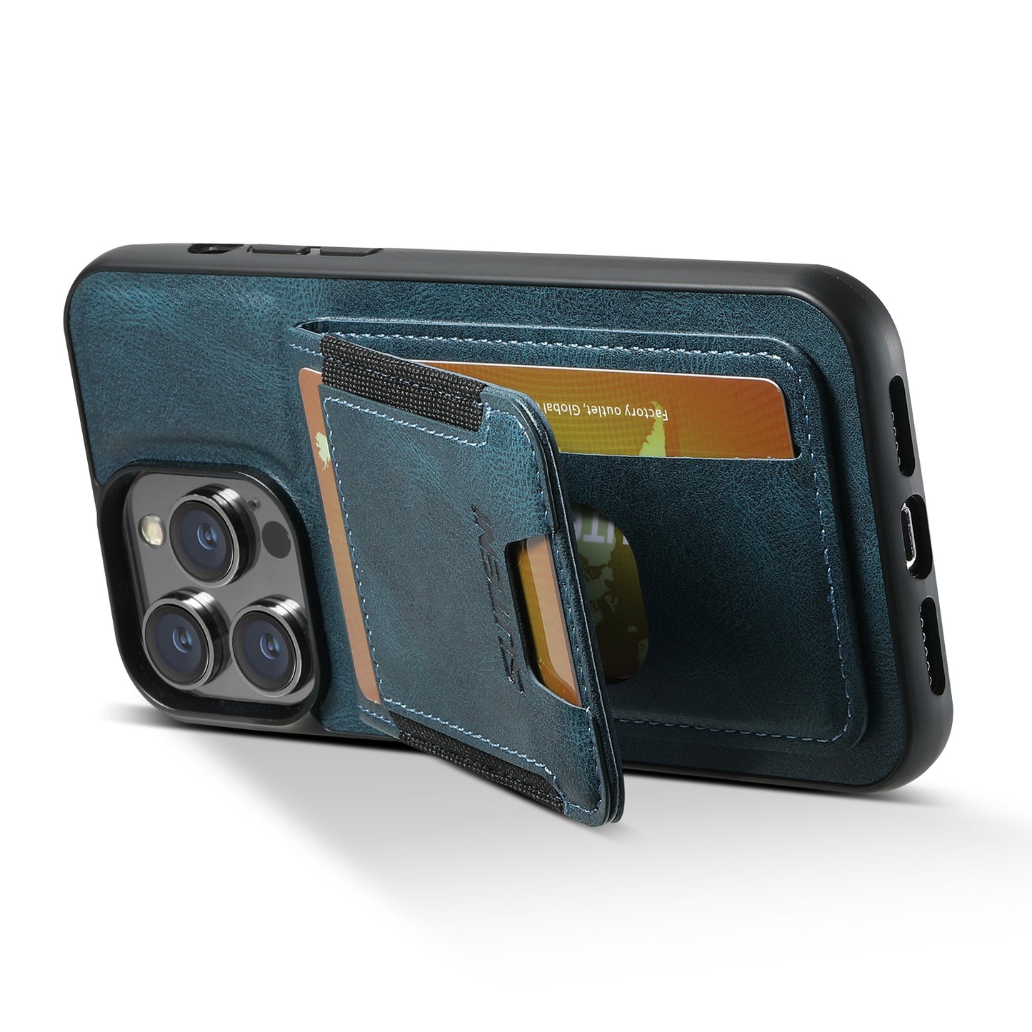 ELECTROPRIME For iPhone 15 Suteni H03 Oil Wax Leather Wallet Stand Back Phone Case(Blue)