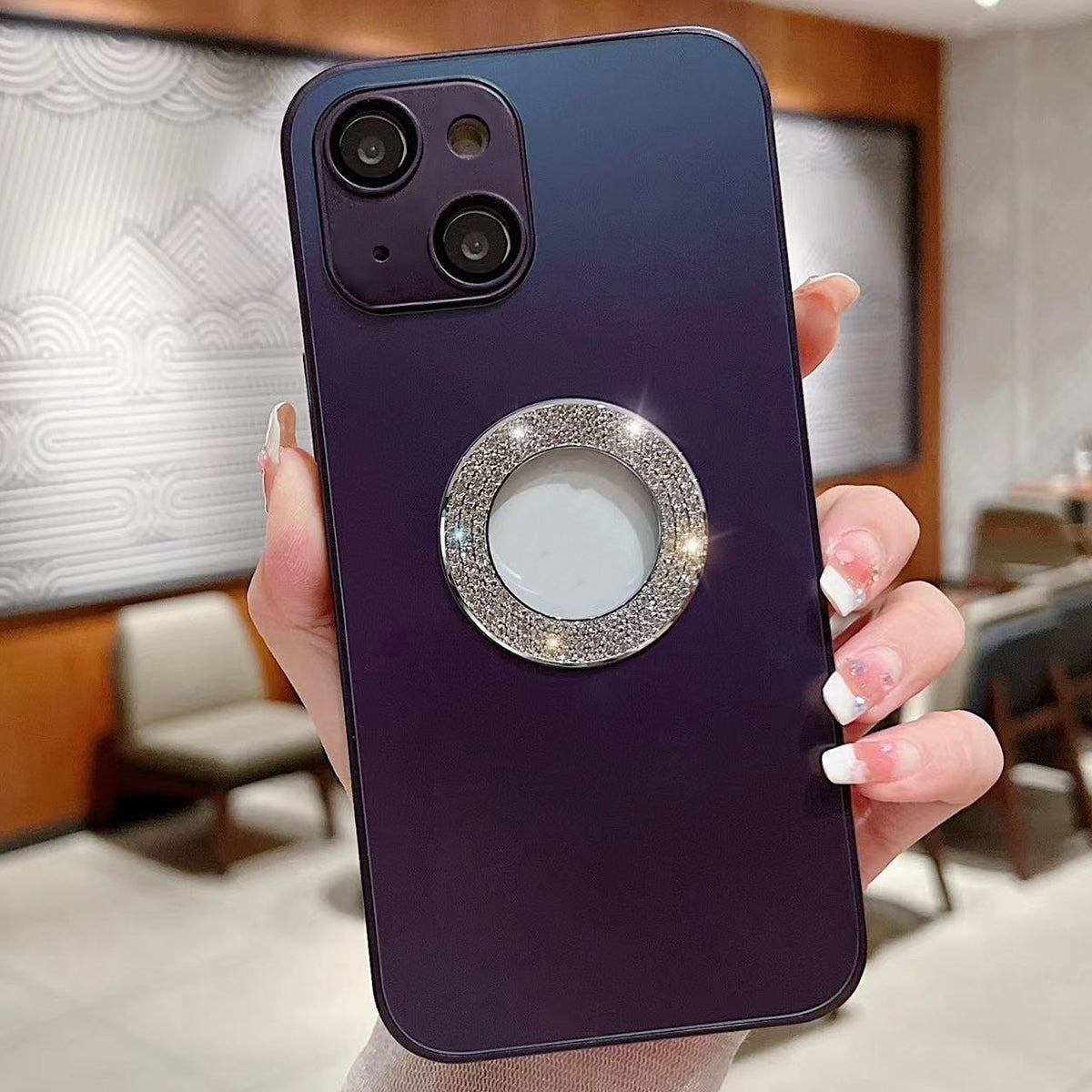 ELECTROPRIME For iPhone 15 Diamond Frosted Glass PC Phone Case(Purple)
