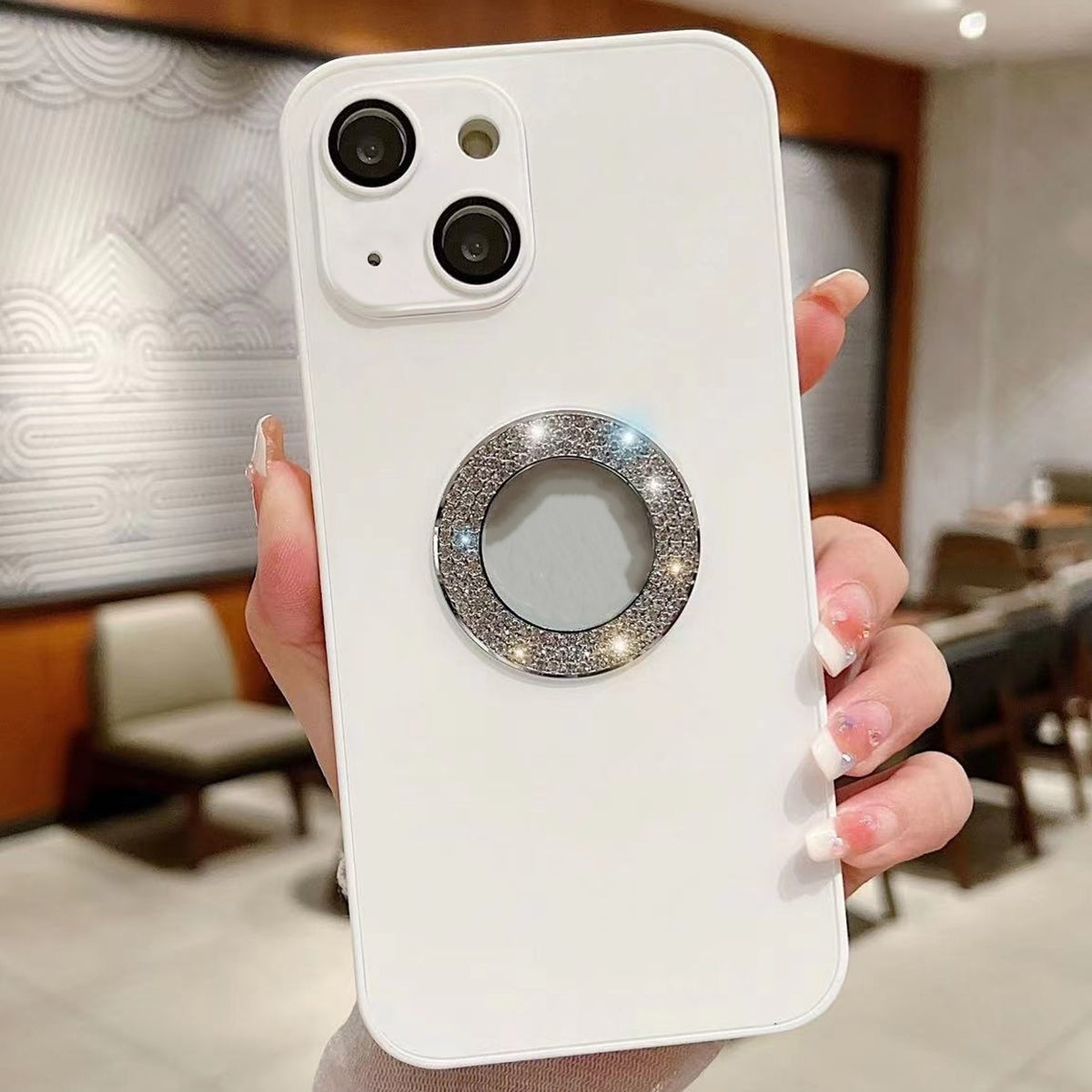ELECTROPRIME For iPhone 15 Diamond Frosted Glass PC Phone Case(White)