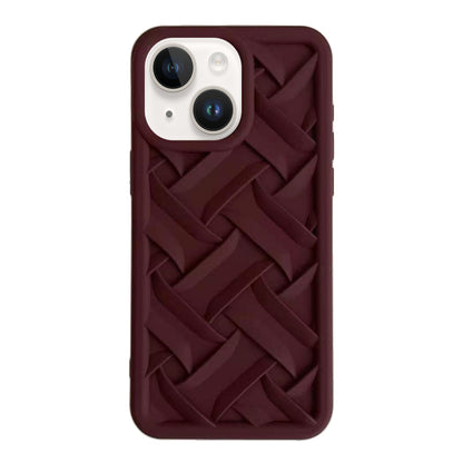 ELECTROPRIME For iPhone 15 3D Weave TPU Phone Case(Wine red)