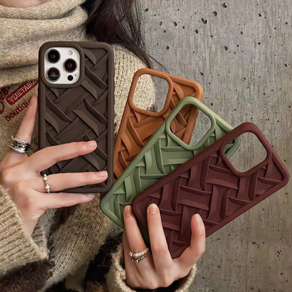 ELECTROPRIME For iPhone 15 3D Weave TPU Phone Case(Wine red)