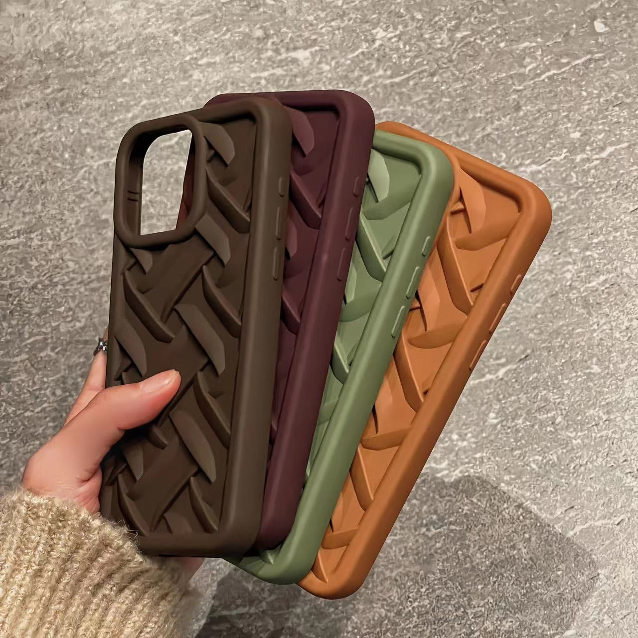 ELECTROPRIME For iPhone 15 3D Weave TPU Phone Case(Wine red)