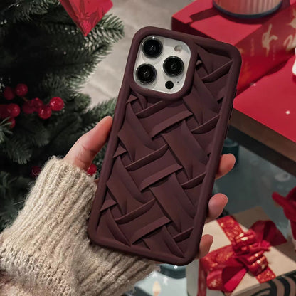ELECTROPRIME For iPhone 15 3D Weave TPU Phone Case(Wine red)