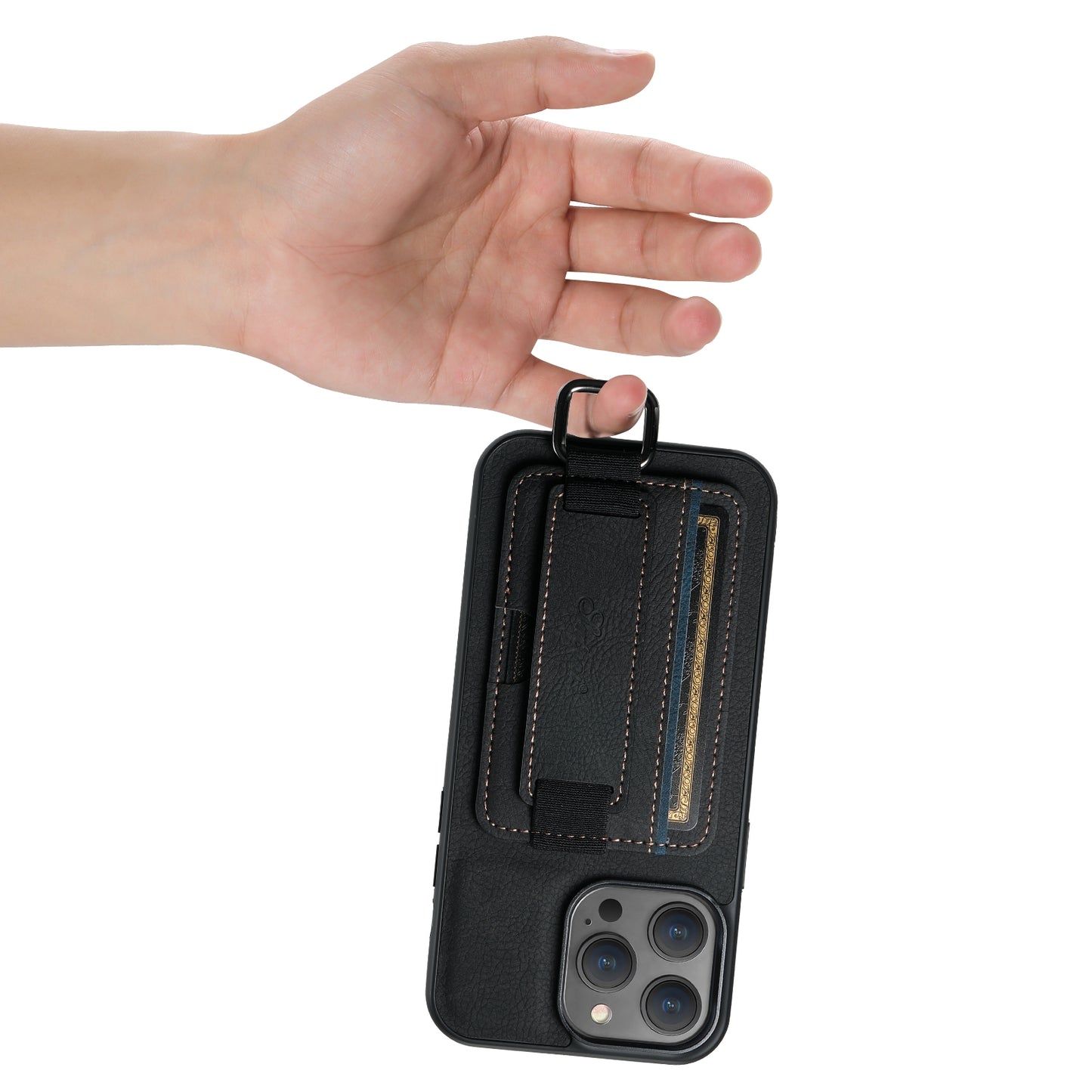 ELECTROPRIME For iPhone 15 Suteni H13 Litchi Leather Wrist Strap Wallet Back Phone Case(Black)