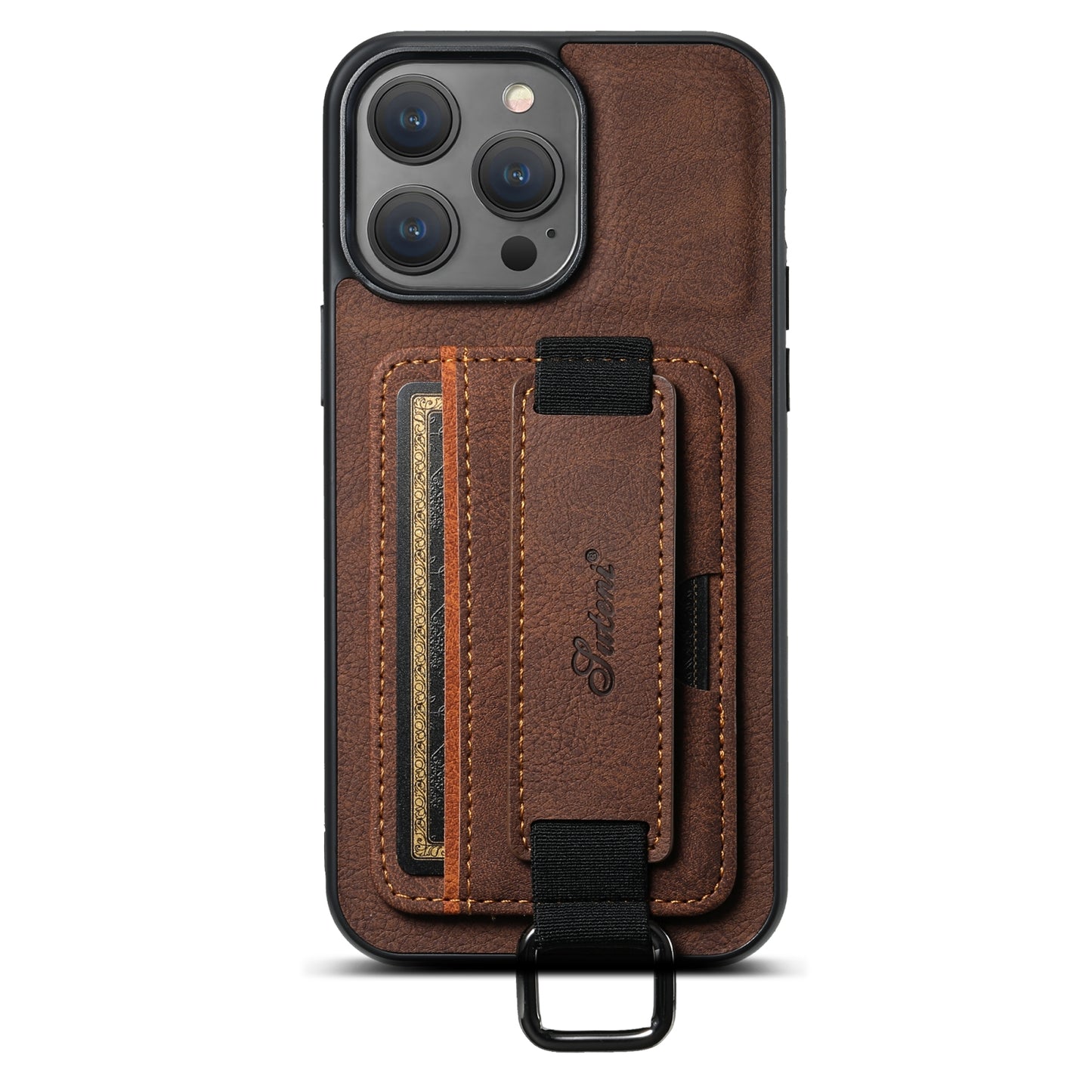 ELECTROPRIME For iPhone 15 Suteni H13 Litchi Leather Wrist Strap Wallet Back Phone Case(Brown)