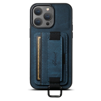 ELECTROPRIME For iPhone 15 Suteni H13 Litchi Leather Wrist Strap Wallet Back Phone Case(Blue)