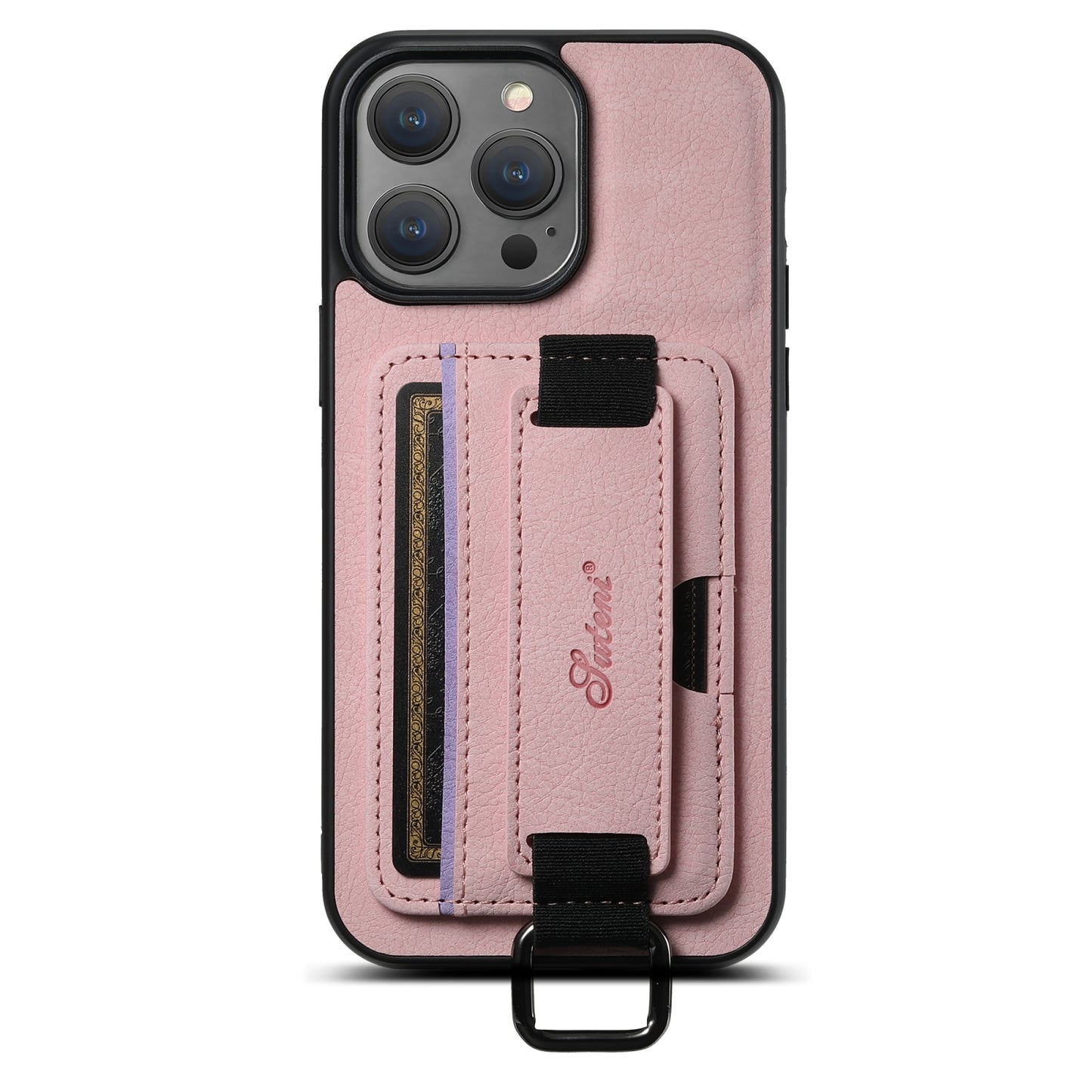 ELECTROPRIME For iPhone 15 Suteni H13 Litchi Leather Wrist Strap Wallet Back Phone Case(Pink)