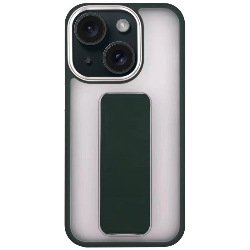ELECTROPRIME For iPhone 15 Plus Skin-Feel Plating Wrist Strap Stand Phone Case(Green)