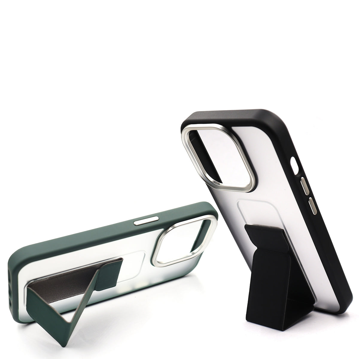 ELECTROPRIME For iPhone 15 Plus Skin-Feel Plating Wrist Strap Stand Phone Case(Green)