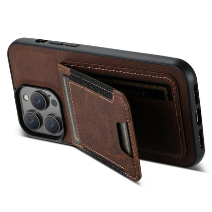 ELECTROPRIME For iPhone 15 Plus Suteni H03 Litchi Leather Card Bag Stand Back Phone Case(Brown)