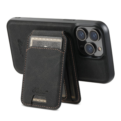 ELECTROPRIME For iPhone 15 Suteni H17 Litchi Texture Leather MagSafe Detachable Wallet Phone Case(Black)
