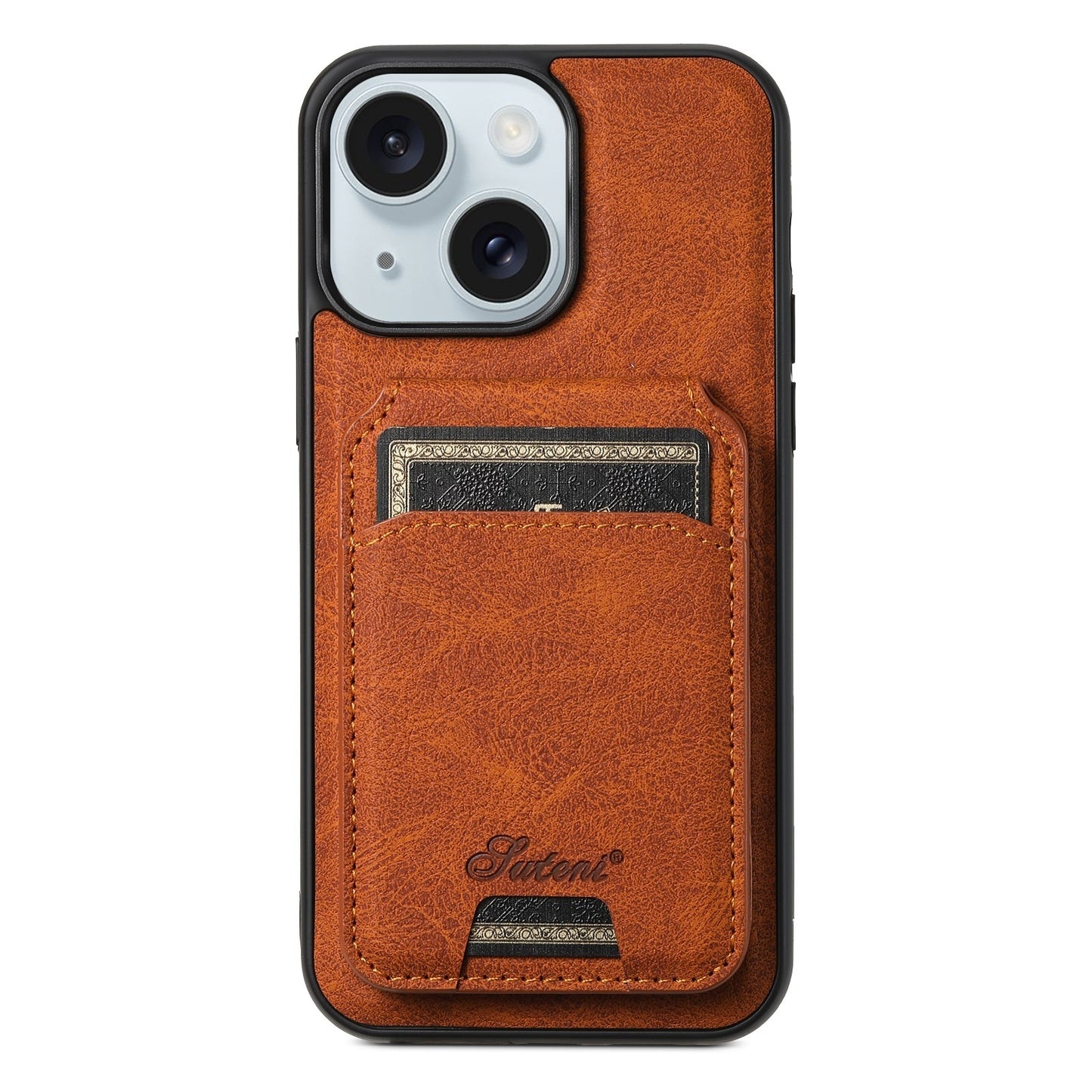 ELECTROPRIME For iPhone 15 Suteni H17 Litchi Texture Leather MagSafe Detachable Wallet Phone Case(Khaki)