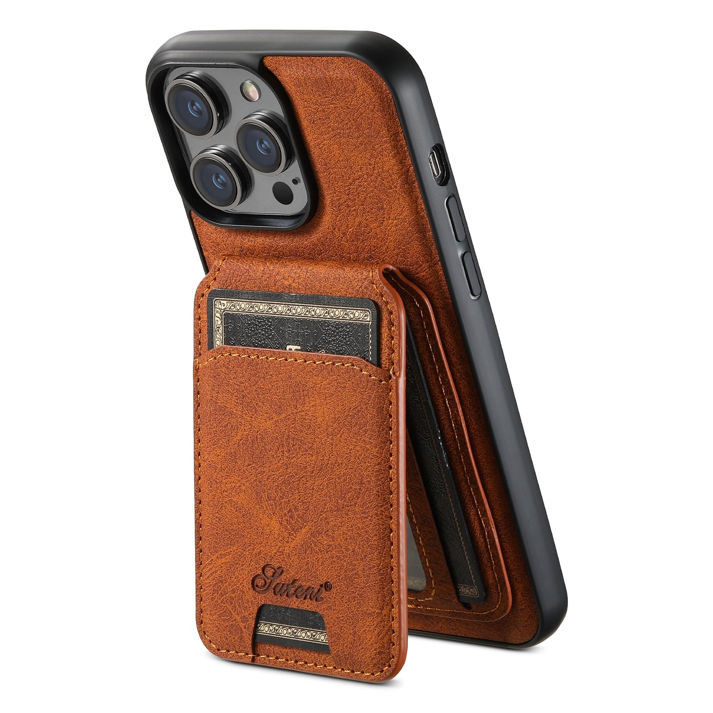 ELECTROPRIME For iPhone 15 Suteni H17 Litchi Texture Leather MagSafe Detachable Wallet Phone Case(Khaki)