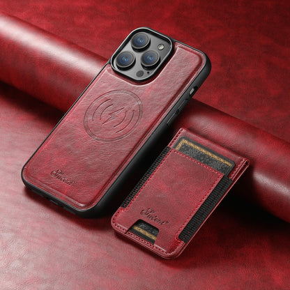 ELECTROPRIME For iPhone 15 Plus Suteni H17 Oil Eax Leather MagSafe Detachable Wallet Phone Case(Red)
