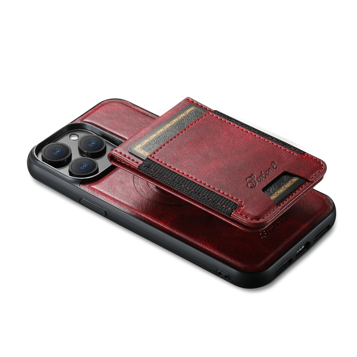 ELECTROPRIME For iPhone 15 Plus Suteni H17 Oil Eax Leather MagSafe Detachable Wallet Phone Case(Red)