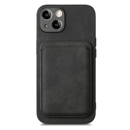 ELECTROPRIME For iPhone 15 Plus Retro Leather Card Bag Magnetic Phone Case(Black)