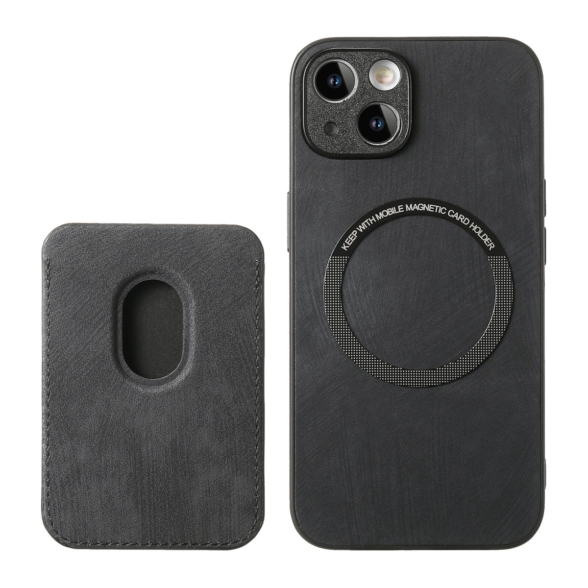 ELECTROPRIME For iPhone 15 Plus Retro Leather Card Bag Magnetic Phone Case(Black)