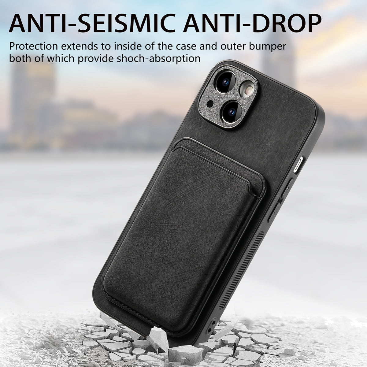 ELECTROPRIME For iPhone 15 Plus Retro Leather Card Bag Magnetic Phone Case(Black)