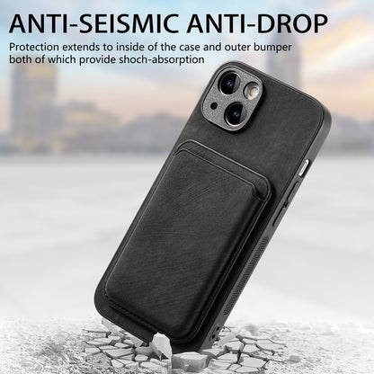 ELECTROPRIME For iPhone 15 Plus Retro Leather Card Bag Magnetic Phone Case(Black)