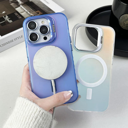 ELECTROPRIME For iPhone 15 Plus Lens Holder MagSafe PC Hybrid TPU Phone Case(Green)