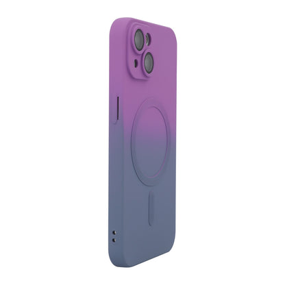 ELECTROPRIME For iPhone 15 ENKAY Hat-Prince MagSafe Rainbow Gradient Silicone Phone Case with Lens Film(Purple Blue)