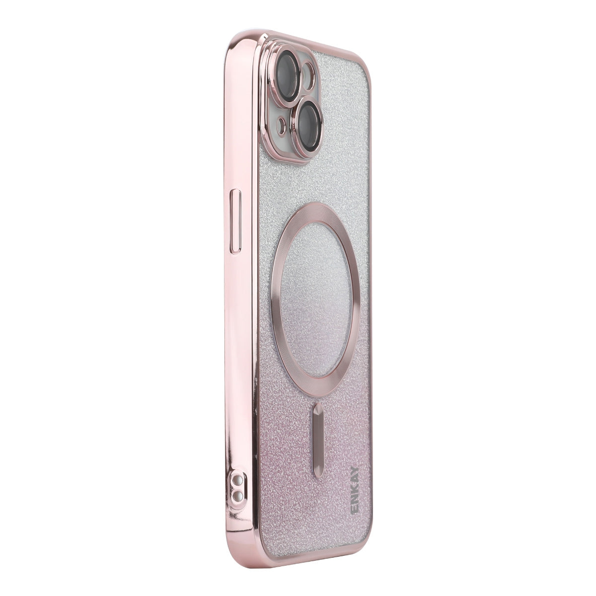 ELECTROPRIME For iPhone 15 ENKAY Hat-Prince Magnetic Glitter Plated Shockproof Phone Case with Lens Film(Pink)