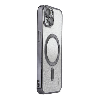ELECTROPRIME For iPhone 15 ENKAY Hat-Prince Magnetic Glitter Plated Shockproof Phone Case with Lens Film(Black)