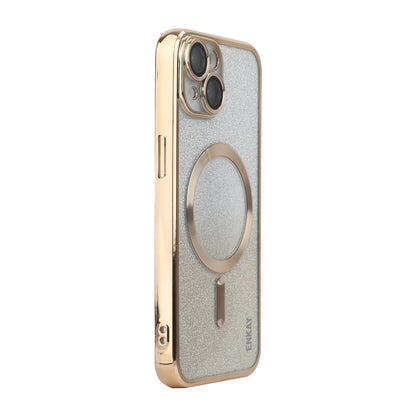 ELECTROPRIME For iPhone 15 ENKAY Hat-Prince Magnetic Glitter Plated Shockproof Phone Case with Lens Film(Golden)