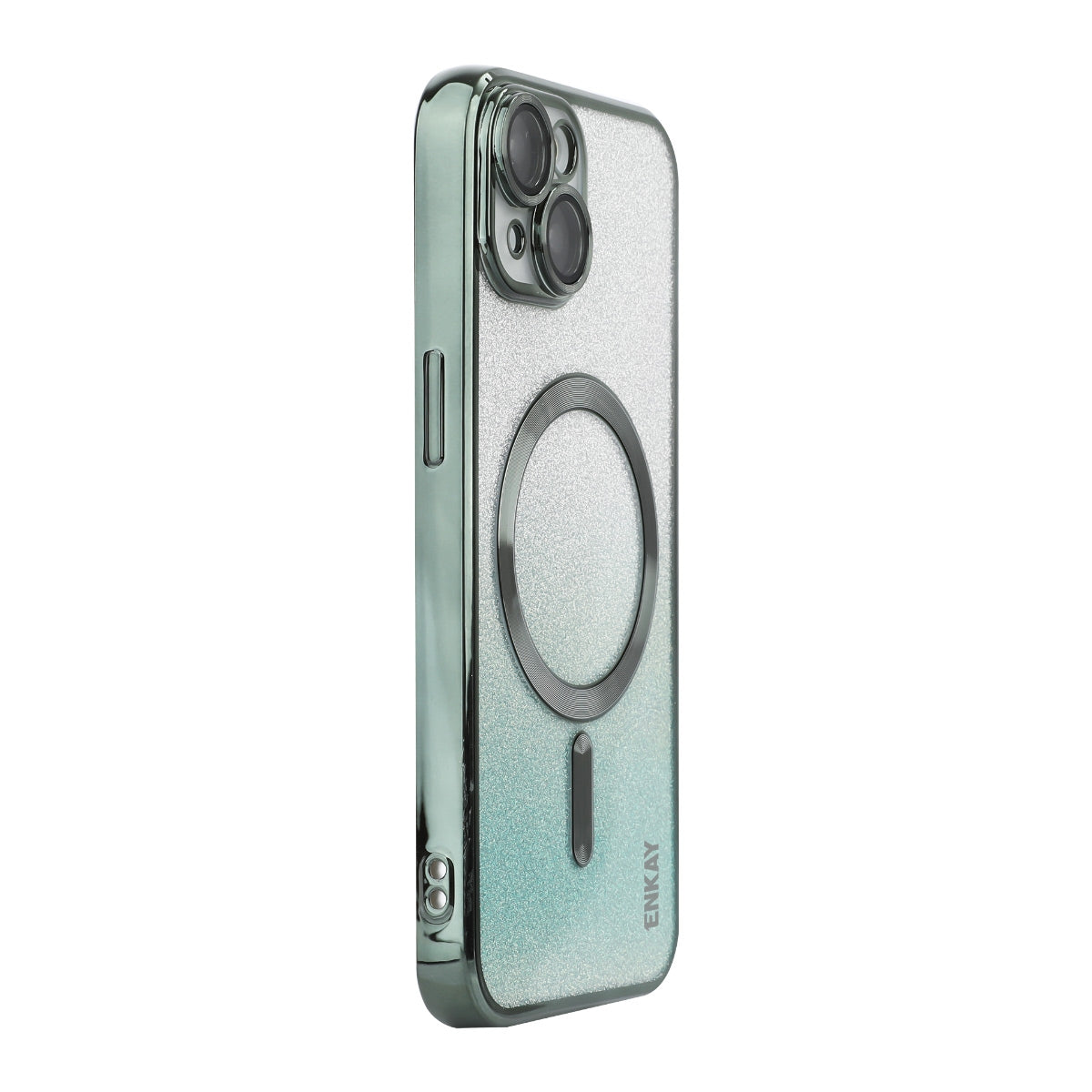 ELECTROPRIME For iPhone 15 ENKAY Hat-Prince Magnetic Glitter Plated Shockproof Phone Case with Lens Film(Green)