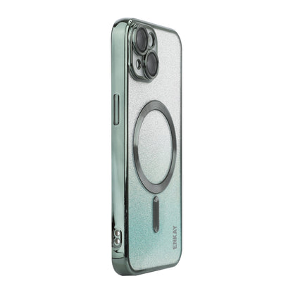 ELECTROPRIME For iPhone 15 ENKAY Hat-Prince Magnetic Glitter Plated Shockproof Phone Case with Lens Film(Green)