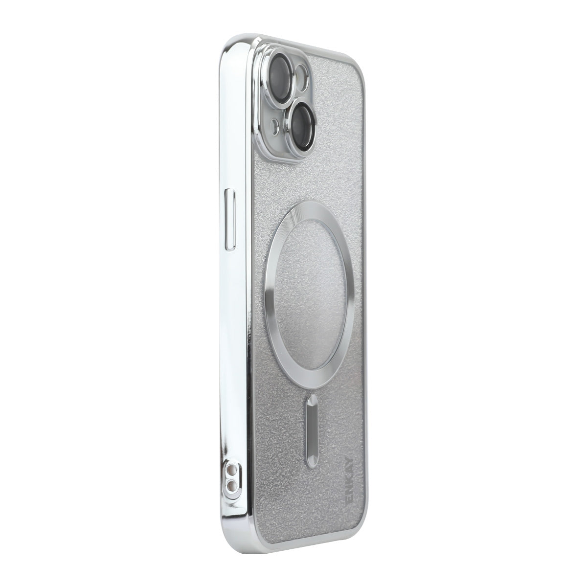 ELECTROPRIME For iPhone 15 ENKAY Hat-Prince Magnetic Glitter Plated Shockproof Phone Case with Lens Film(Silver)
