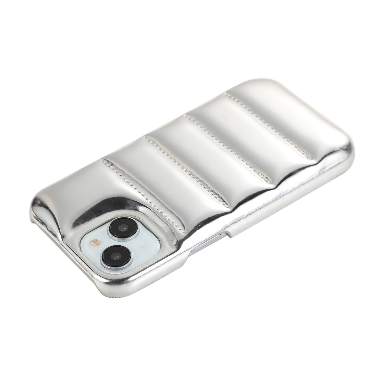 ELECTROPRIME For iPhone 15 Plus Laser Aurora Down Jacket All-inclusive Phone Case(Silver)