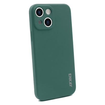 ELECTROPRIME For iPhone 15 ENKAY Liquid Silicone Soft Shockproof Phone Case(Dark Green)