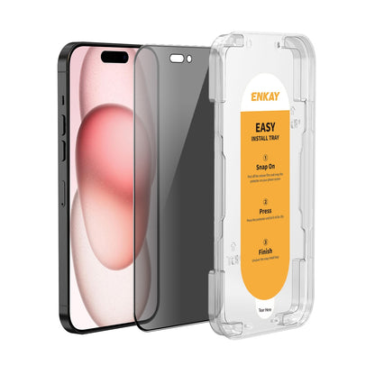 ELECTROPRIME For iPhone 15 Plus ENKAY Easy Install Anti-peeping Privacy Full Screen Tempered Glass Film