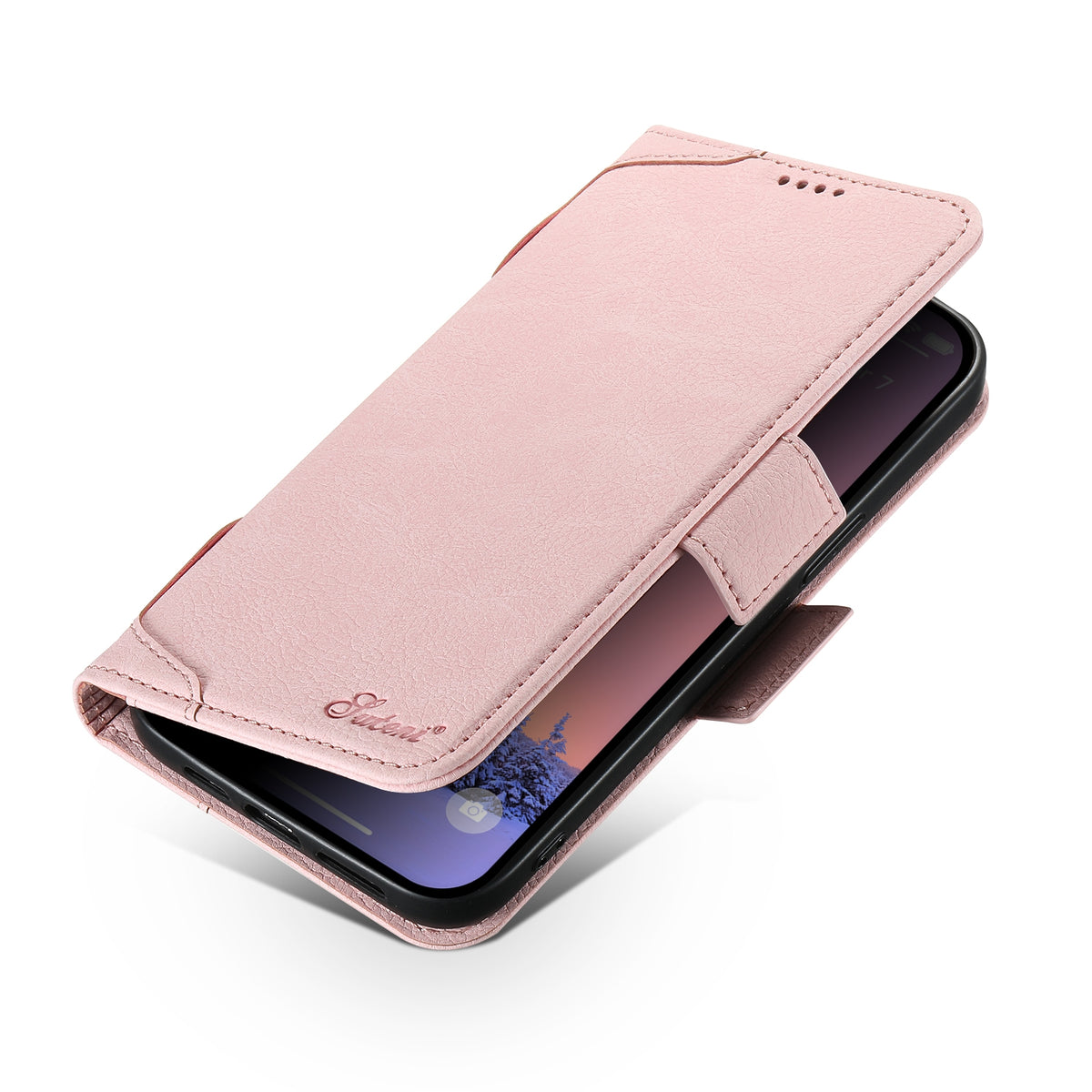 ELECTROPRIME For iPhone 15 Plus SUTENI J07 Multifunctional Horizontal Flip Magsafe Leather Phone Case(Pink)