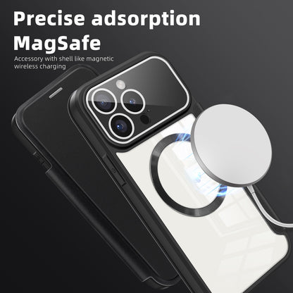 ELECTROPRIME For iPhone 15 Colored Shield MagSafe Magnetic RFID Anti-theft Leather Phone Case(Purple)