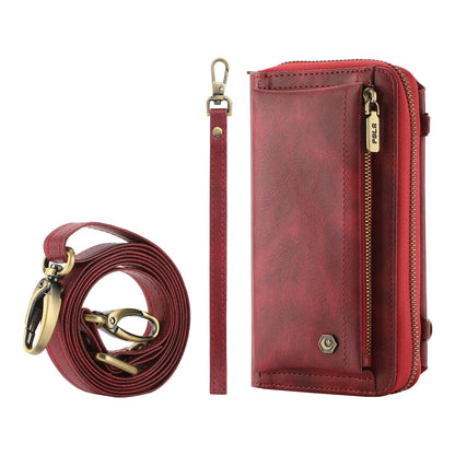 ELECTROPRIME For iPhone 15 Crossbody Multi-functional Zipper Wallet Leather Phone Case(Red)