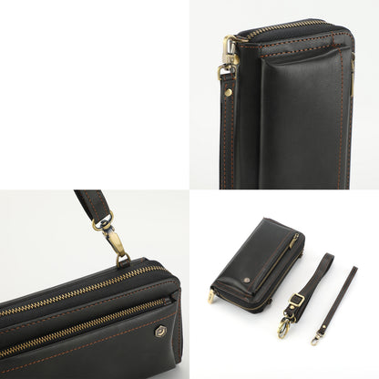 ELECTROPRIME For iPhone 15 Crossbody Multi-functional Zipper Wallet Leather Phone Case(Black)