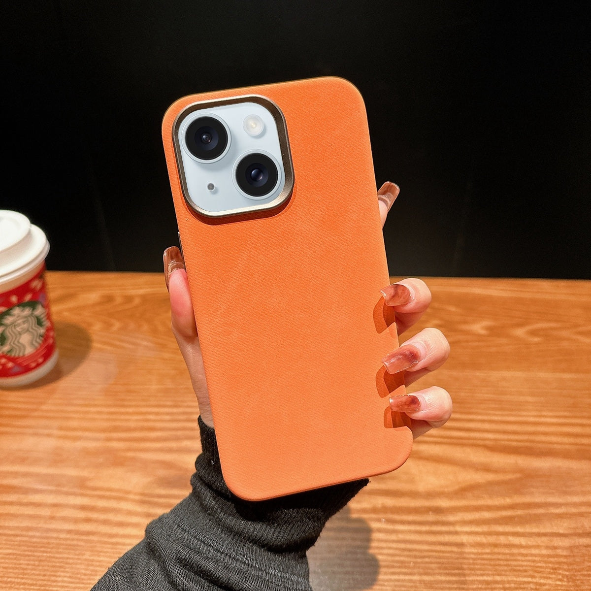 ELECTROPRIME For iPhone 15 Plus Vintage Denim Shockproof Magsafe Phone Case(Orange)