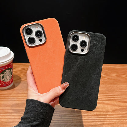 ELECTROPRIME For iPhone 15 Plus Vintage Denim Shockproof Magsafe Phone Case(Orange)