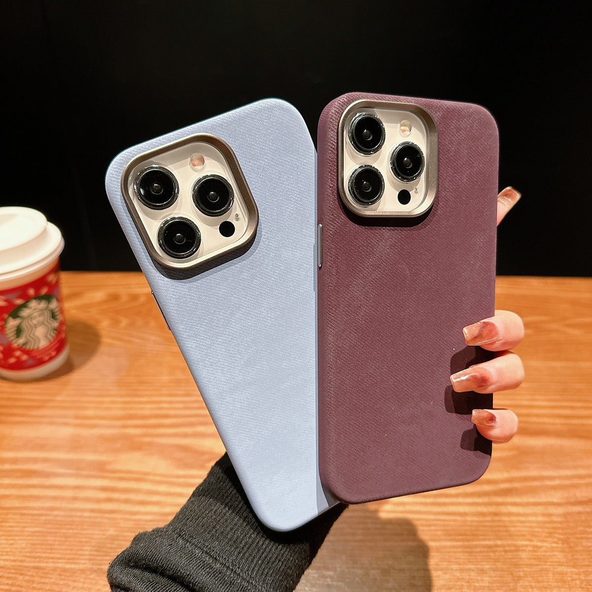 ELECTROPRIME For iPhone 15 Plus Vintage Denim Shockproof Magsafe Phone Case(Orange)