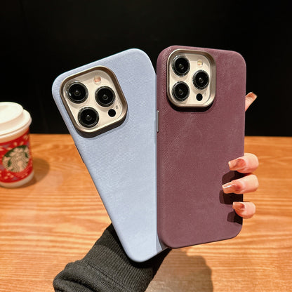 ELECTROPRIME For iPhone 15 Plus Vintage Denim Shockproof Magsafe Phone Case(Orange)