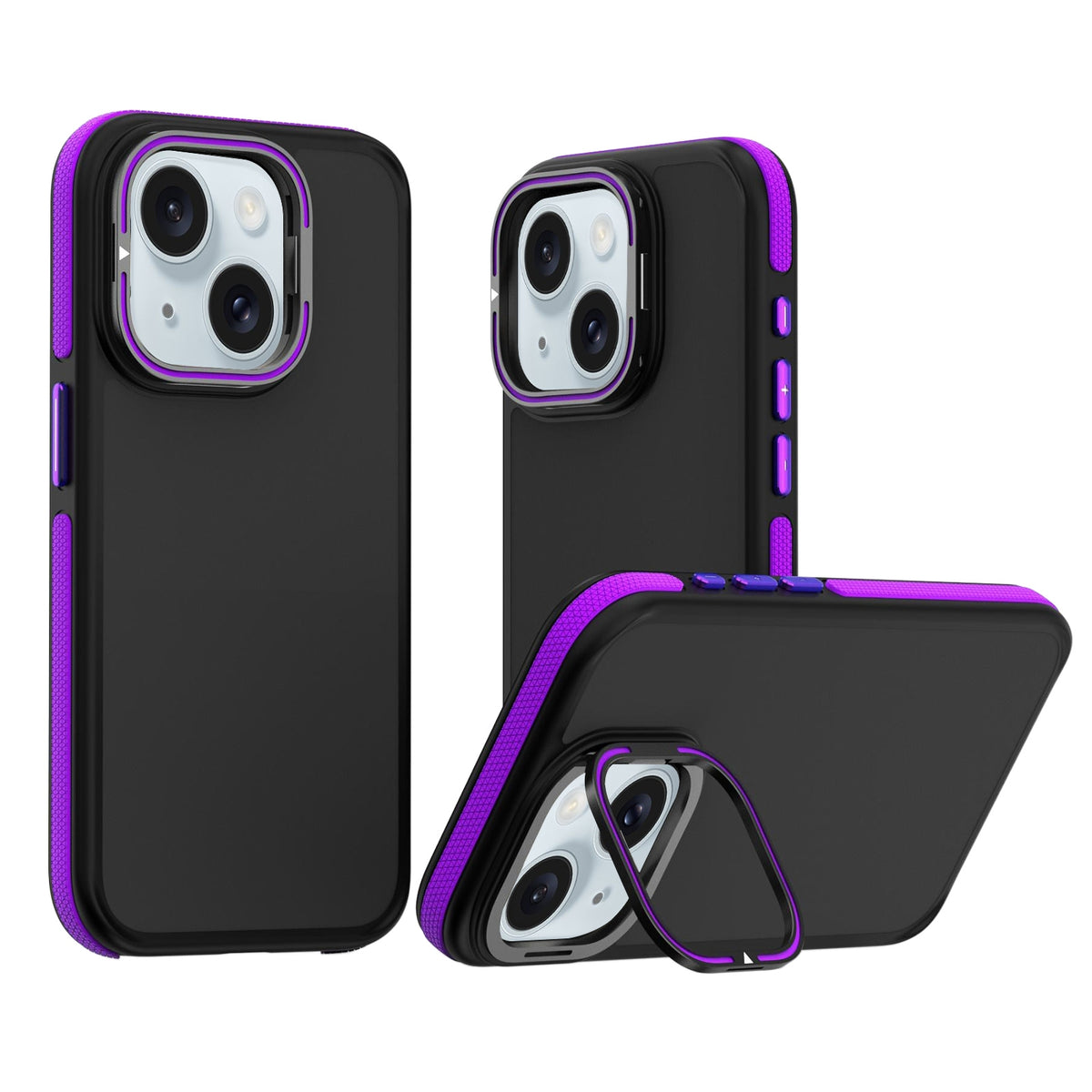ELECTROPRIME For iPhone 15 Dual-Color Shockproof TPU Phone Case(Purple)