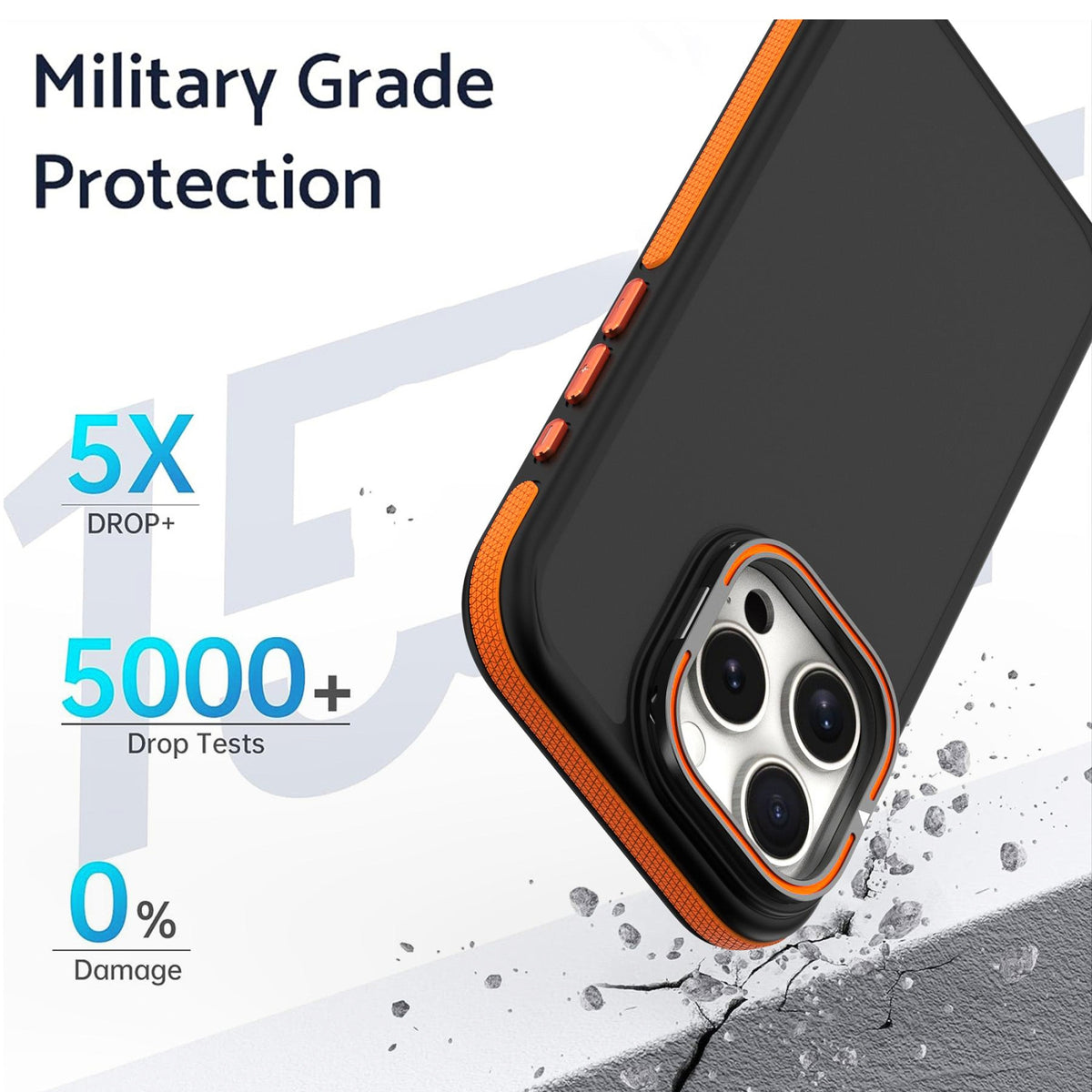 ELECTROPRIME For iPhone 15 Dual-Color Shockproof TPU Phone Case(Grey)